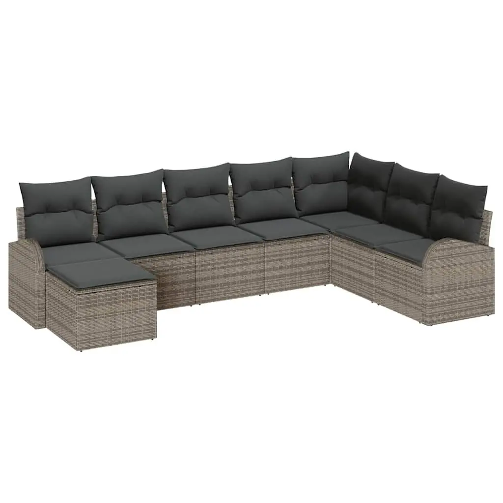 Outdoor Garden Sofa Set 8 Piece Grey Modular Sectional with Storage