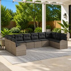 10-Piece Grey Modular Outdoor Sofa Set for Relaxation