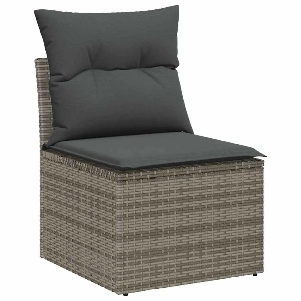 Outdoor Garden Sofa Set 10 Pieces Grey Modular Poly Rattan Seating