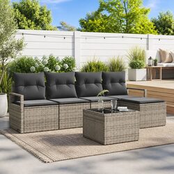 Outdoor Sofa Set 6 Piece Modular Garden Seating Light Grey with Storage Cushions