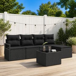 Modular 6-Piece Black Outdoor Sofa Set for Your Garden