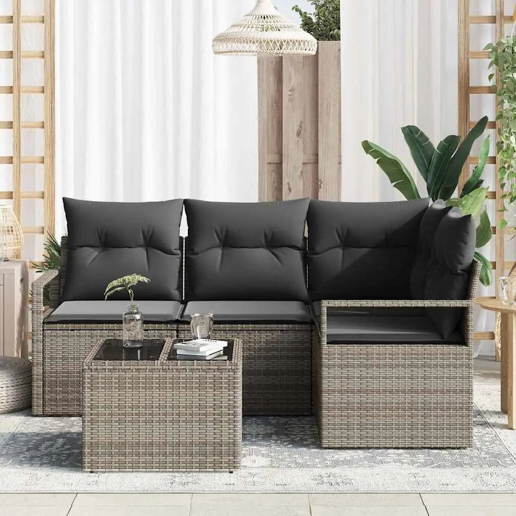 Outdoor Sofa Set 5 Piece Garden Seating with Storage Cushions Light Grey