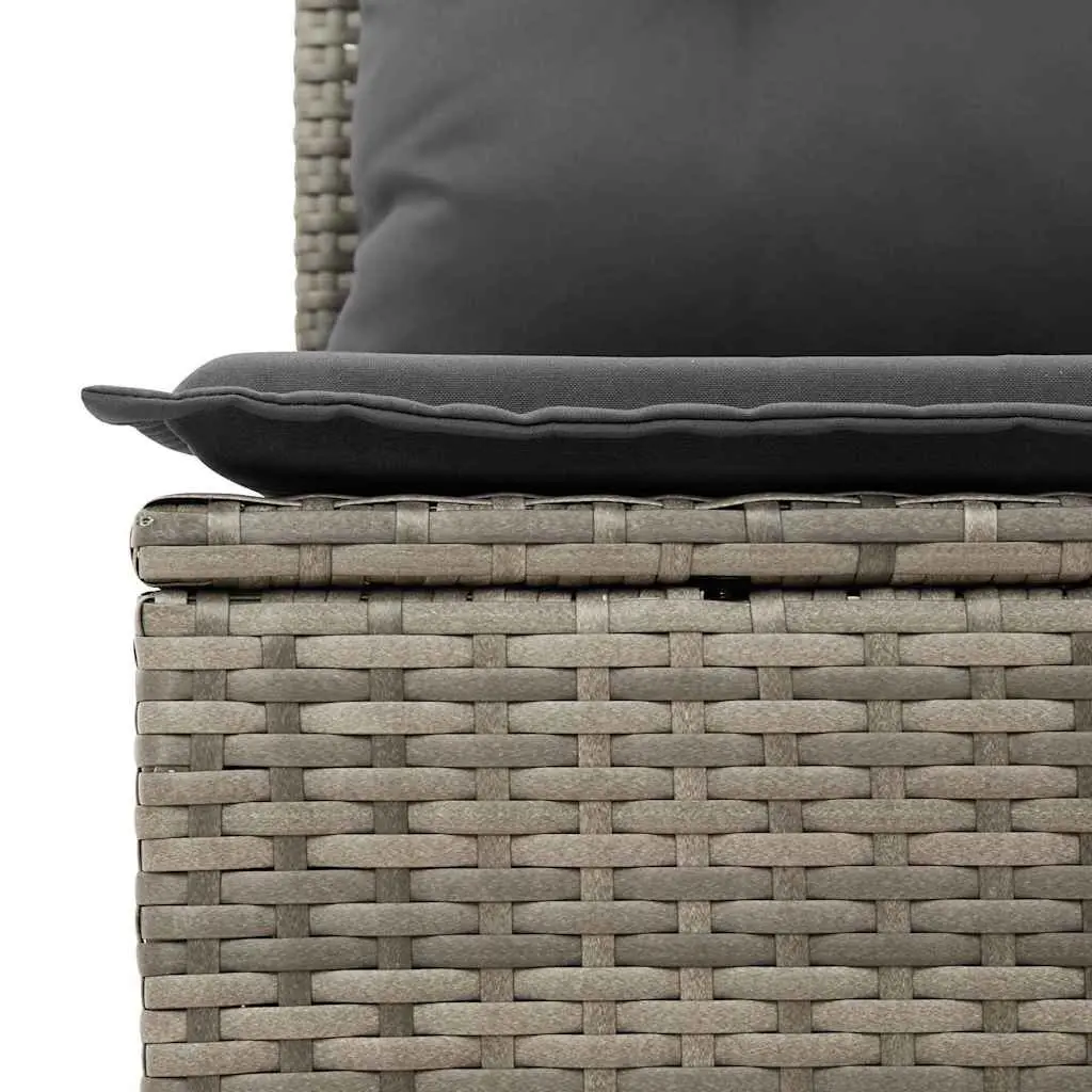 Outdoor Sofa Set 6 Piece Grey Poly Rattan Modular Garden Furniture Storage