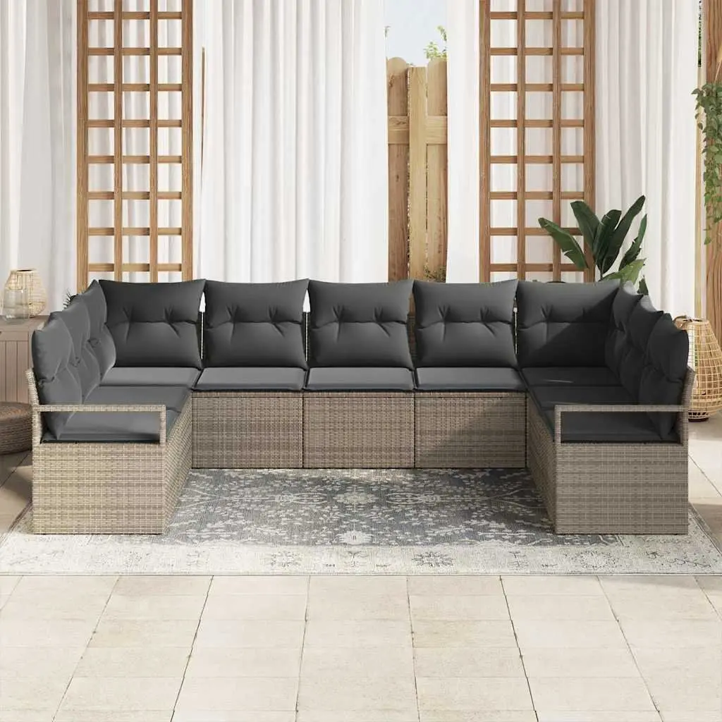 Garden Sofa Set 7 pcs Grey Outdoor Seating Modular Lounge Patio Furniture