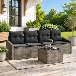 Enhance Your Garden Space with a 5-Piece Sofa Set in Grey