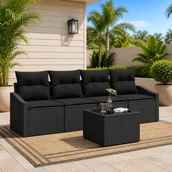 Elevate Your Outdoor Space with a 5-Piece Black Sofa Set