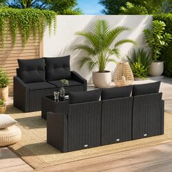 Stylish 6 Piece Outdoor Sofa Set with Storage Cushions