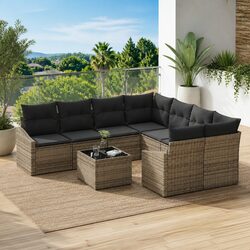 Transform Your Garden with This 9-Piece Grey Sofa Set