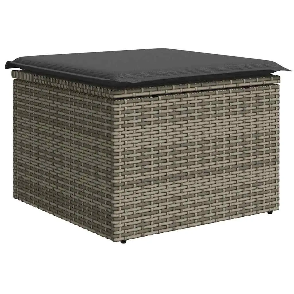 Outdoor Sofa Set 5 Pieces Grey Modular Poly Rattan Garden Furniture with Storage
