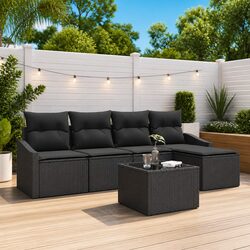 Transform Your Outdoor Space with 6-Pc Sofa Set in Black