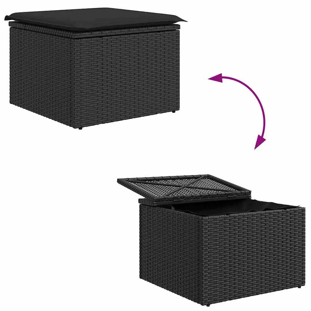 Garden Sofa Set 7 pcs Outdoor Furniture Poly Rattan Black Modular Lounge Seating