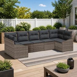 Enhance Your Outdoor Space with 7-Piece Grey Sofa Set