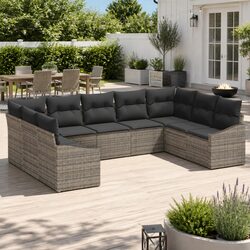 Transform Your Outdoor Space with 9-Piece Grey Sofa Set