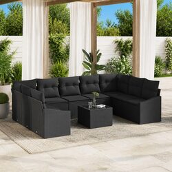 Modular Garden Sofa Set with Storage Black Poly Rattan Outdoor Furniture Lounge