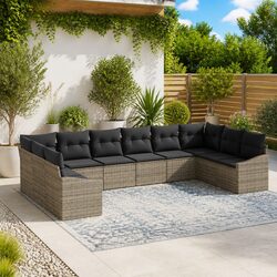 Stylish 10-Piece Outdoor Sofa Set in Grey Poly Rattan