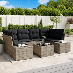 Outdoor Garden Sofa Set 8 Piece Modular Rattan Furniture Grey with Storage