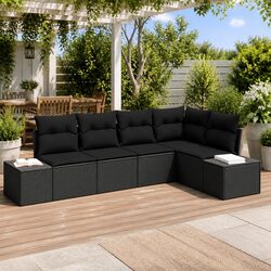 5-Piece Modular Sofa Set in Black for Outdoor Spaces