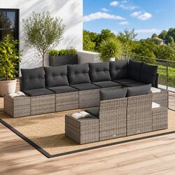 8-Piece Grey Outdoor Sofa Set for Stylish Patios
