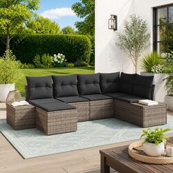 Enhance Your Outdoor Living with 6-Piece Grey Sofa Set