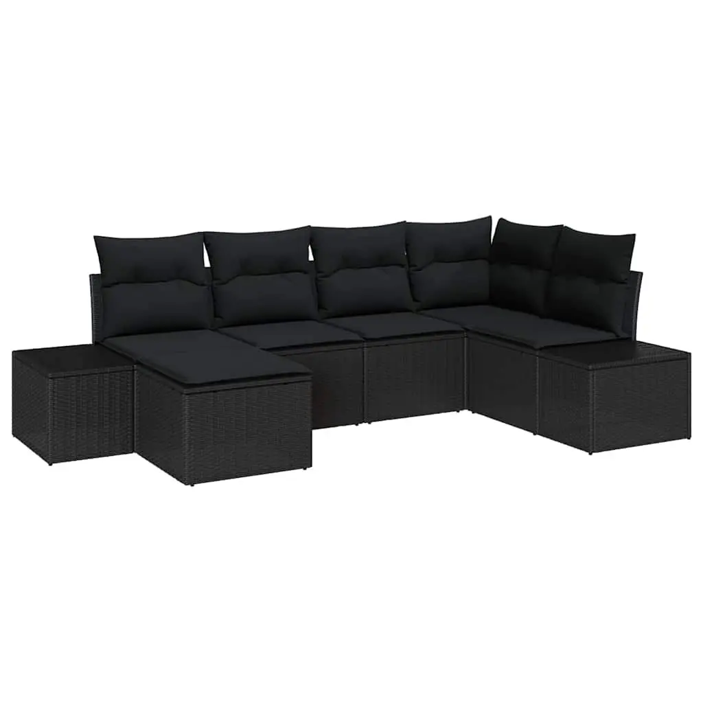 Outdoor Garden Sofa Set 6 Piece Modular Poly Rattan Patio Furniture with Cushions