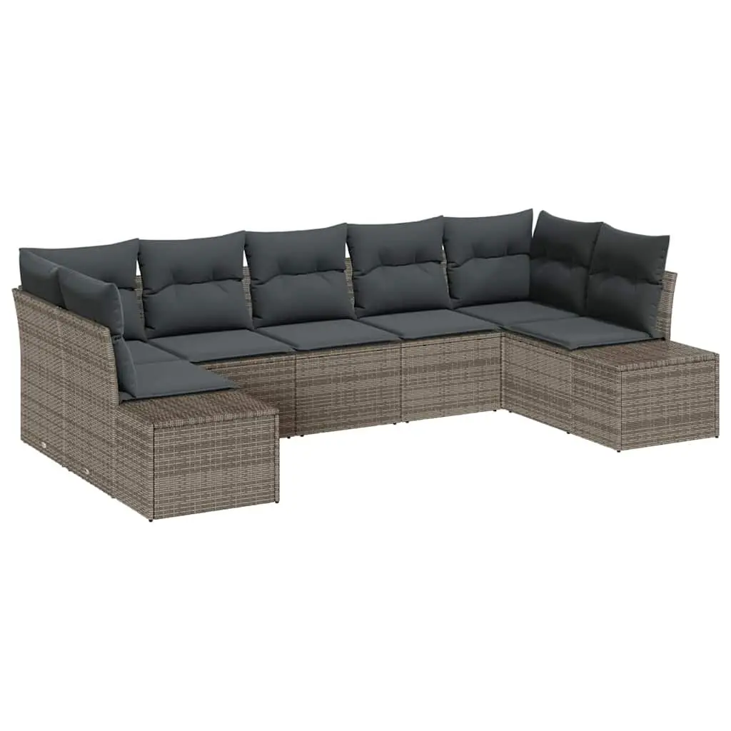 Outdoor Garden Sofa Set 7 Piece Grey Modular Rattan Seating with Storage