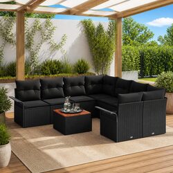 Outdoor Garden Sofa Set 9 Piece Modular Lounge with Storage Black
