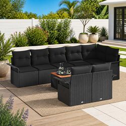 9-Piece Outdoor Garden Sofa Set in Black for Stylish Spaces
