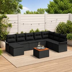Outdoor Garden Sofa Set 9 Pcs Black Modular Lounge Seating with Storage Bag