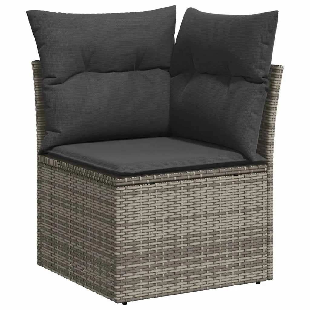 Modular Garden Sofa Set 8 Piece Grey Poly Rattan Outdoor Furniture with Integrated Storage
