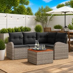 Garden Sofa Set 5 Piece Outdoor Furniture Modular Seating with Storage Table
