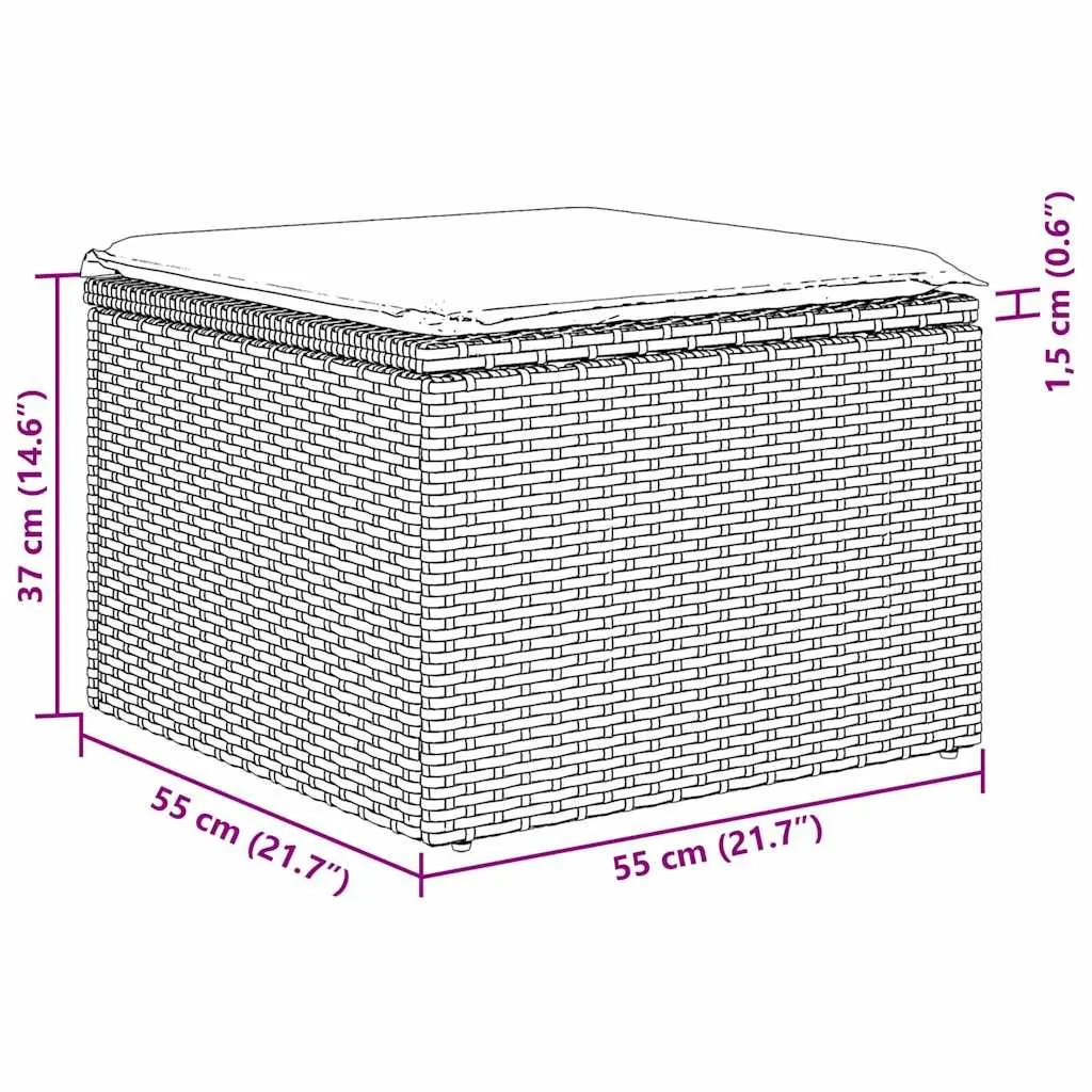 Garden Sofa Set 8 Piece Modular Outdoor Furniture Grey Poly Rattan with Storage