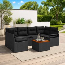 Enhance Your Outdoor Area with 7-Piece Black Sofa Set