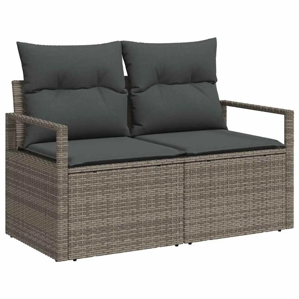 Modular Outdoor Garden Sofa Set 9 Piece Grey Poly Rattan Weather Resistant Furniture