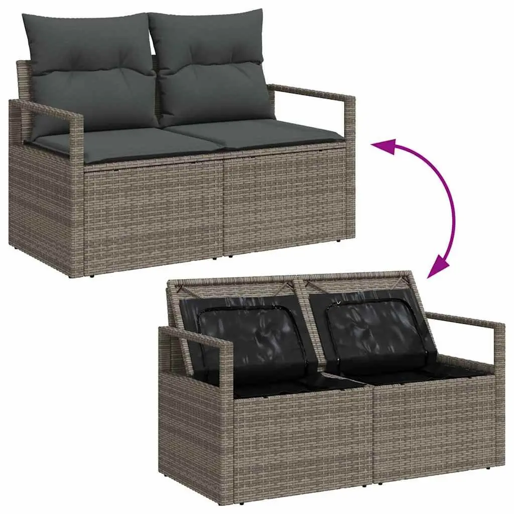 Modular Outdoor Garden Sofa Set 9 Piece Grey Poly Rattan Weather Resistant Furniture