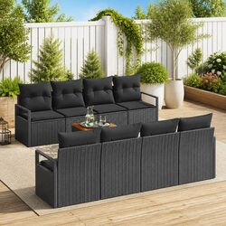 Stylish 9-Piece Black Outdoor Patio Sofa Set