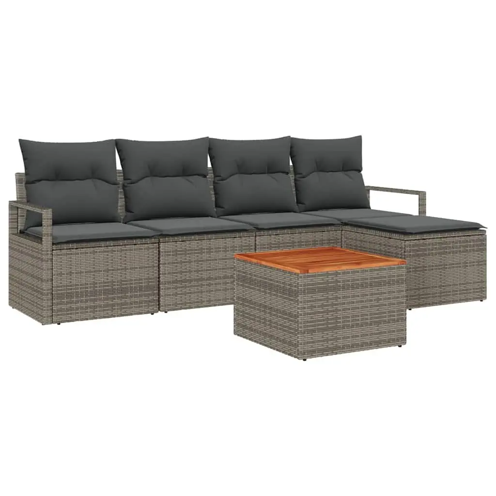 Grey Poly Rattan Modular Garden Sofa Set 6 Piece Outdoor Furniture with Storage