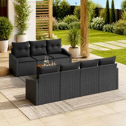 8-Piece Modular Outdoor Sofa Set in Black Rattan