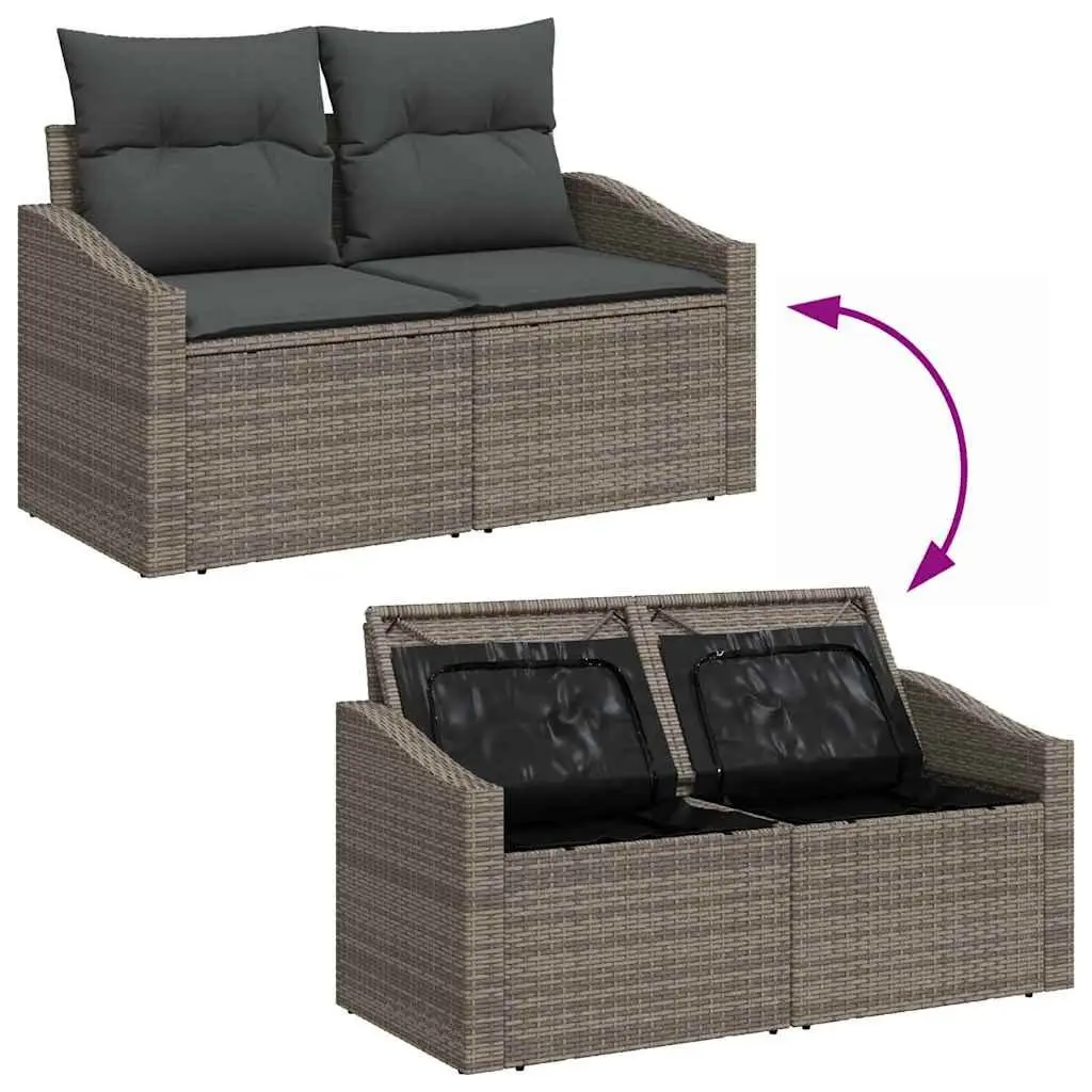 Garden Sofa Set 6 Piece Modular Outdoor Furniture Grey Poly Rattan Storage Bag