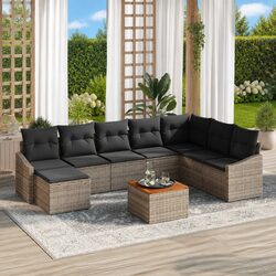 Outdoor 9-Piece Grey Sofa Set with Modular Design