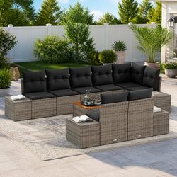 Stylish 9-Piece Patio Sofa Set with Storage Features