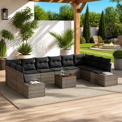 Enhance Your Outdoor Space with 11 Pcs Sofa Set Grey