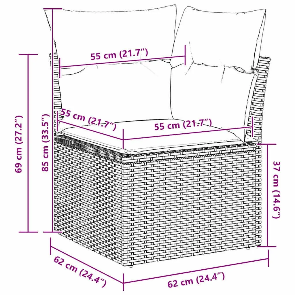 Modular Outdoor Garden Sofa Set 8 Pieces Grey Poly Rattan Flexible Seating