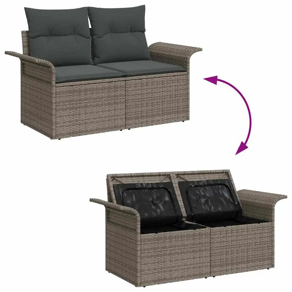 Garden Sofa Set 9 Piece Modular Outdoor Patio Furniture Grey Rattan Steel Frame
