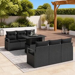 Elevate Your Outdoor Space with a Black Modular Sofa Set - 7 Pieces