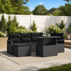 Enhance Your Outdoor Space with 7-Piece Black Garden Sofa Set