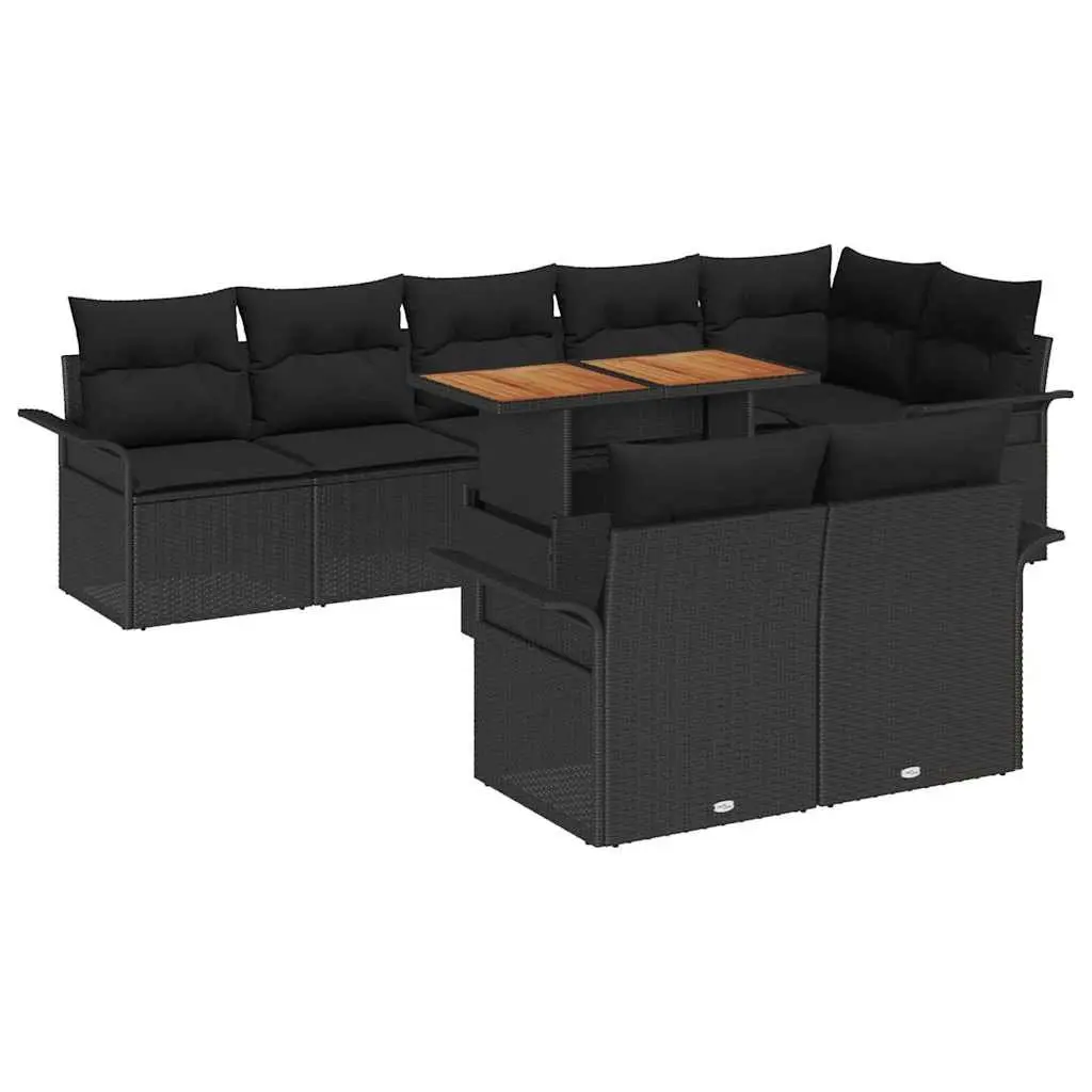 Modular Outdoor Garden Sofa Set 9 Piece Poly Rattan Furniture Black with Storage
