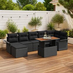 Versatile 8-Piece Garden Sofa Set with Storage, Black