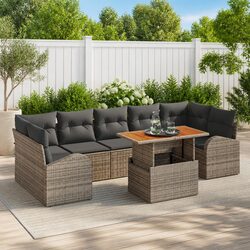 Garden Sofa Set with Storage 8 Pieces Grey Modular Outdoor Furniture Patio