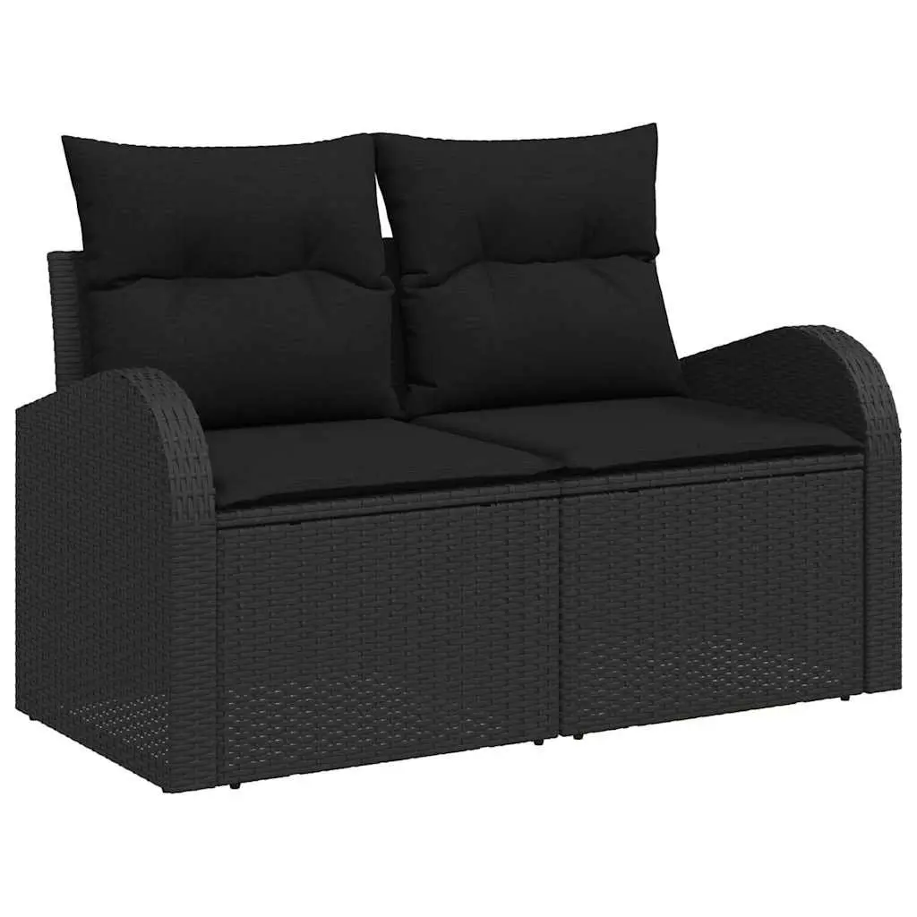 Garden Sofa Set 9 Piece Black Modular Sectional Outdoor Furniture with Storage