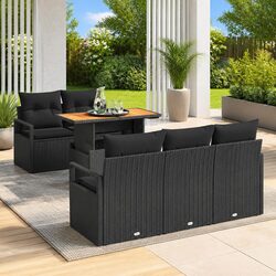 Garden Sofa Set 6 pcs Black Outdoor Furniture Modular Lounge with Storage Table